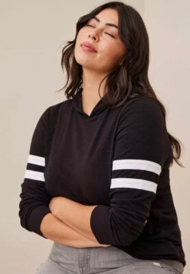 TORRID Super Soft Long Sleeve Vintage Varsity Stripe Hoodie 3X NWT - Image 1 of 4