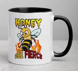 Honey Bee Fierce Mug - Ceramic Cold or Hot Coffee - All Over - Honeybee Lover - Picture 1 of 19
