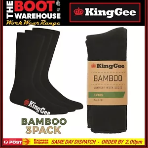 King Gee "K09230" Men's 72% Bamboo Work Socks Black - 3 PACK - KingGee AUS MADE - Bild 1 von 3