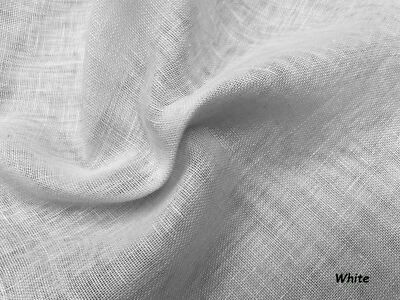 Extra Wide See-Through Linen Fabric Soft Curtains Clothes 118" wide Plain WHITE - Image 1 of 4