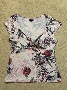 Switchblade Stiletto Knotted Top Babydoll Rockabilly Pinup Blouse XL - DAMAGED - Picture 1 of 6