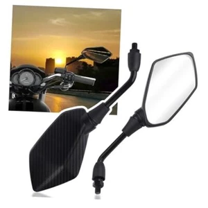 Motorcycle Mirrors with 8mm & 10mm Bolt,HD+360° Adjustable Carbon Fibre - Picture 1 of 8