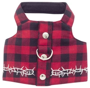 Doggles Buffalo Plaid Dog Harness Vest Biker - Black and Red - XSmall - Picture 1 of 1