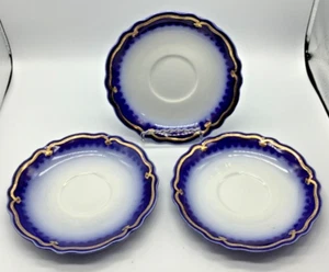 Antike Flow blaue Untertasse The Marquis WH Grindley & C England, 5,75" 3er Set - Bild 1 von 5