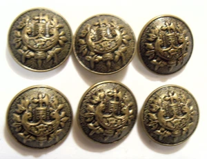 1960s 6 vintage gold tone metal heraldic 28 mm collector buttons lot 52804 - Picture 1 of 4