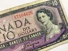 1954 Canada 10 Dollars Circulated Banknote JD Prefix Beattie Coyne Y867