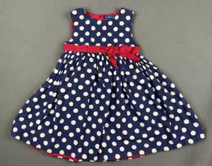 Vestido de niña parche calabaza lazo a lunares azul rojo blanco forrado americano 12-18 12 18 - Imagen 1 de 8