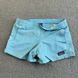 Patagonia Shorts Girls Youth Medium Blue Baggies 3.5" Pockets Unlined Drawstring - Picture 1 of 13