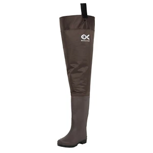 Duck and Fish Brown Fishing Wader Hip Boots with Cleated Outsole - Picture 1 of 6