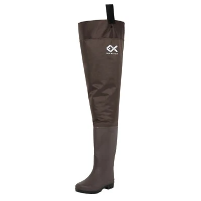 Duck and Fish Brown Fishing Wader Hip Boots with Cleated Outsole - Image 1 of 4