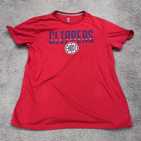 NBA Clippers Shirt Mens Large Red Basketball Short Sleeve Crew Neck Graphic Cover