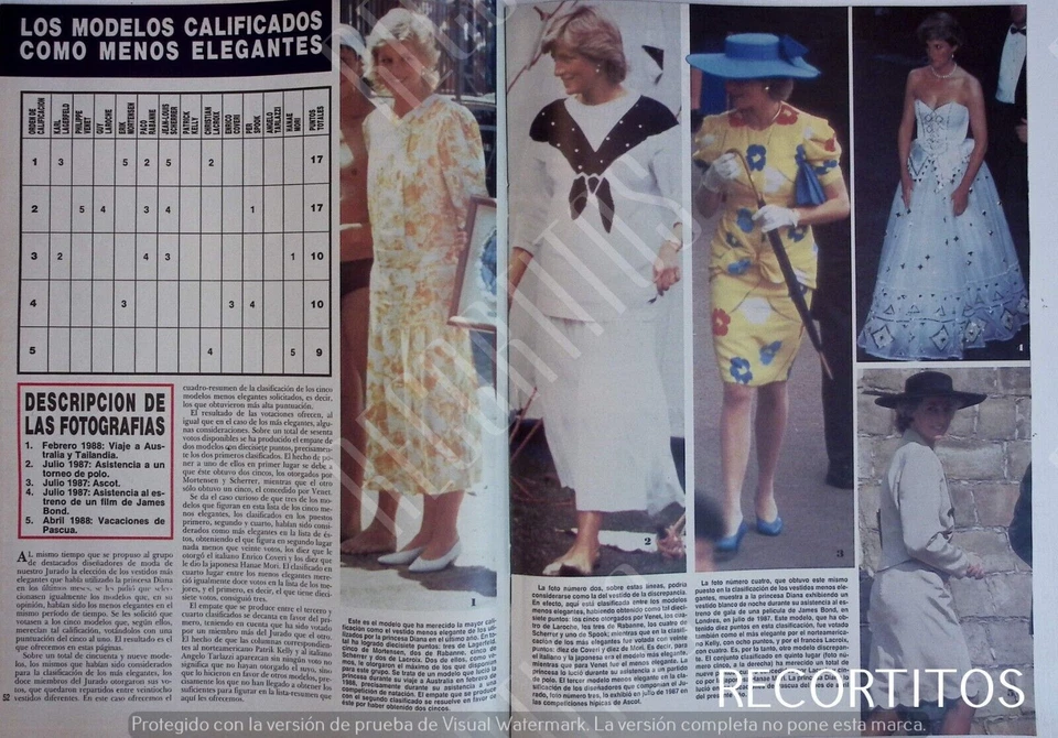 Recortes 2299 EL ESTILO DE DAMA DIANA DE GALES POR KARL LAGERFIELD Foto 1 de 1