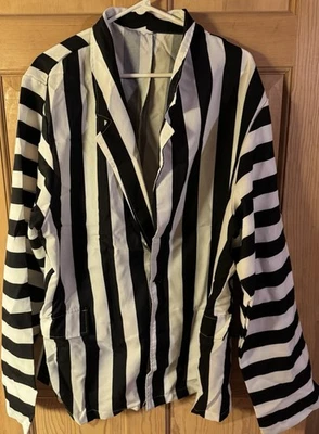 5 Piezas Disfraz de Halloween Beetlejuice Traje a Rayas con Peluca 2 XL Foto 1 de 4