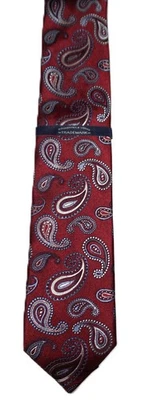 Corbata para hombre 100 % seda roja cachemira 57" x 3 1/4" Roundtree Yorke nueva con etiquetas Foto 1 de 4