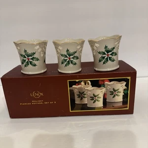 Brand New Lenox Holiday Pierced Votives Collection 3 Piece Set - Picture 1 of 5