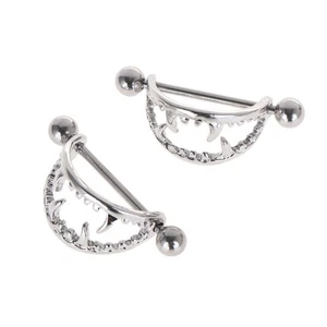 2 Pcs/Set Sexy Nipple Piercings Barbell Mouth for Sharp Teeth Bar Shield Nipple - Picture 1 of 8