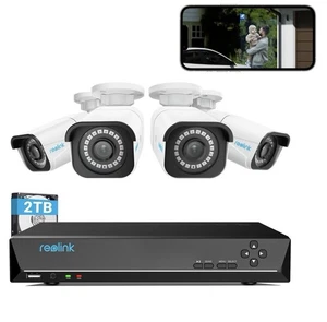 Reolink RLK8-800B4 4K Security Camera System H.265 4pcs 4K PoE Cams 8CH NVR 2TB - Picture 1 of 12