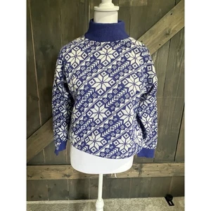 VTG Sweater Womens Large Village Green USA Snowflakes Winter Grandma Fair Isle - Picture 1 of 11