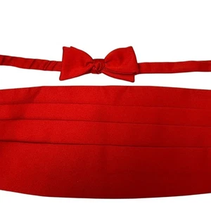 BARNEYS New York Red Bow Tie and Cummerbund Set Mens Formal Wear - Picture 1 of 14