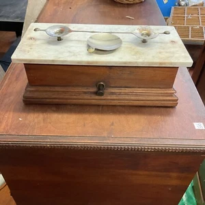 Vintage Apothecary Pharmacy Lab Balance Scale Marble Top - Picture 1 of 9