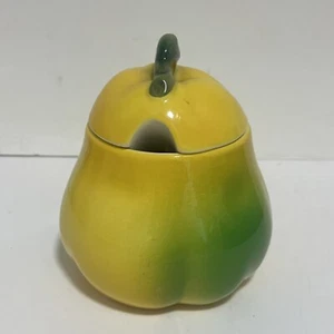 Vtg Ceramic Pear Shaped Sugar Bowl Marmalade Pot Relish Candy Trinket dish - Picture 1 of 9