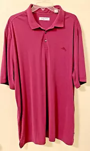 Tommy Bahama Island Zone Men's Polo Shirt Size 2XLT Dark Pink Stripes Travel - Picture 1 of 6
