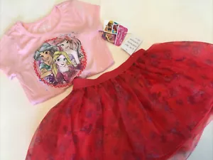 Disney Princees girls 2 piece skirt and top set red pink size 5 $40 nwt - Picture 1 of 9
