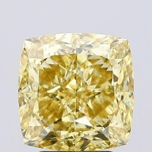 4.11 CT Yellow Square Cushion Lab Grown Diamond | IGI Certified - Picture 1 of 2
