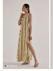 anthropologie ANiiC Honor Sleeveless Stripe Asymmetrical Ruffle Maxi Dress UK10 - Picture 1 of 14