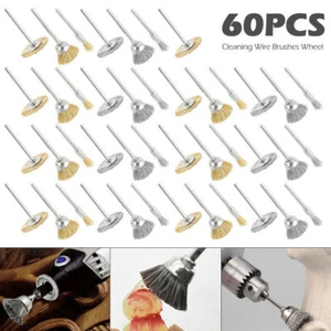 60Pc Brass Wire Wheel Cup Pen Brush Mix Set For Dremel Rotary Tool Die Grinder - Picture 1 of 7