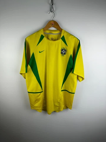 BRAZIL 2002 2003 Home Football Shirt Soccer Jersey NIKE Size L Cover