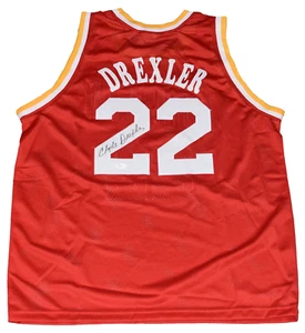 CLYDE DREXLER AUTOGRAPHED HOUSTON ROCKETS #22 RED BASKETBALL JERSEY JSA - Picture 1 of 2
