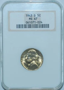 1943 D NGC MS67 5C RPM-007 Repunched Mint Mark Jefferson Silver War Nickel - Picture 1 of 3