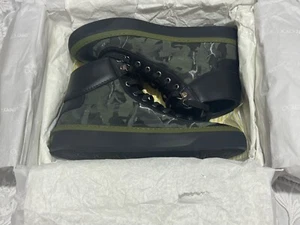 Jimmy Choo - Argyle Light Olive Camo - High Top Leather Mix UK Size 9 - Picture 1 of 8