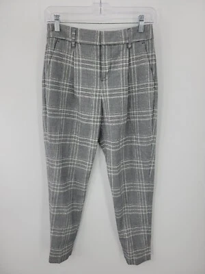 Banana Republic Pants Womens 0 Black Plaid High Waist Tapered Fit Academia - Image 1 of 4