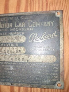 Vintage 1927 Packard Original Identification Plate Car number 116397 Sign - Picture 1 of 6