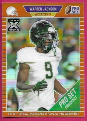 2021 Leaf Pro Set Metal Football WARREN JACKSON Rookie XRC Orange Parallel 15/15 - Image 1 of 2