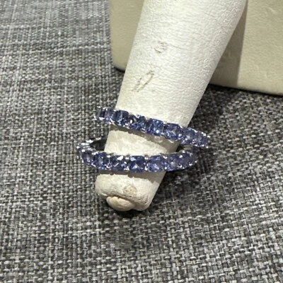 Sterling Silver~Set Of 2~Light Purple Cubic Zirconia Eternity Bands~Sz8~5.6g - Image 1 of 4