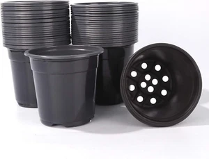 Plastic Black Plant Nursery Pots 6" 50 Pcs 0.5 Gallon for Flower Plant Container - Picture 1 of 12