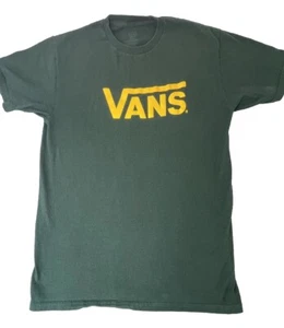 Vans Herren T-Shirt Medium Grün Kurzarm Freizeit Baumwolle Gelb Grafik - Bild 1 von 3
