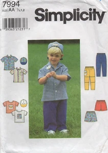 Simplicity Sewing Pattern 7994 Shirt Top Trousers Shorts Hat Baby Toddlers New - Picture 1 of 13