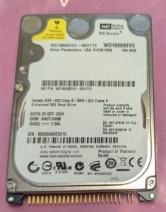 Western Digital WD1600BEVE-00UYT0 160 GB 2,5" IDE PATA HDD disco rigido interno - Foto 1 di 3