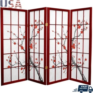 Cherry Blossom Shoji Screen Lightweight 4 Panel Room Divider Rice Paper Decor US - Picture 1 of 3