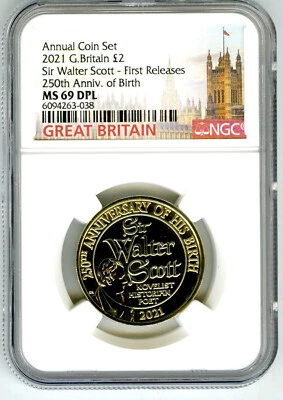 2021 GREAT BRITAIN 2PD SIR WALTER SCOTT NGC MS69 DPL FIRST RELEASES TOP GRADE - Image 1 of 2