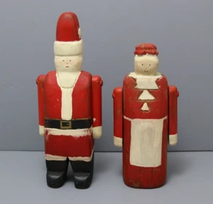Wolf Creek Woodworking Hand Carved Santa and Mrs. Claus Artist Signed. Iowa - Picture 1 of 5