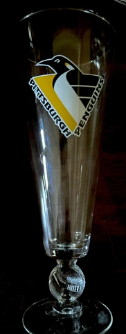 NHL Pittsburgh Penguins Footed Pilsner Glass Retired Emblem Cover