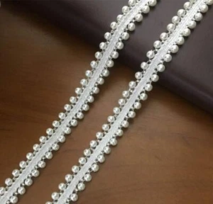 5 Yard Pearls Lace Ribbon Applique Pearl Fringe for Wedding Applique Party White - Picture 1 of 2