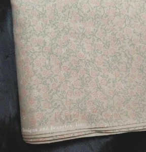 3 Yards × 45" Benartex Fabric Tiny Floral Calico Print Beige Pink Green (#146) - Picture 1 of 10