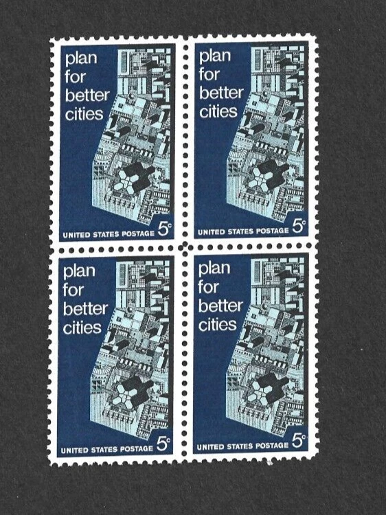 US STAMP 1333 Block OF 4 PLAN FOR Better Cities 5c BLUE MINT NH OG FREE SHIP - Image 1 of 1