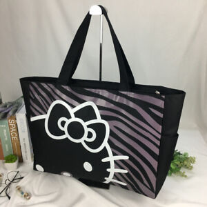 Hello Kitty noir anime épaule portable grand sac fourre-tout de voyage pliable bagage sac